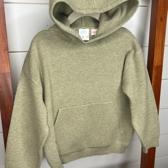 Zara Kids- Pistachio Green, Hooded Sweater - Picture 8 of 8